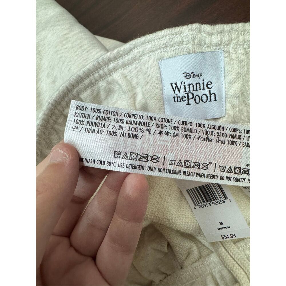 NWT Disney Winnie The Pooh Wide Leg Beige Sweatpants Size Medium - Picture 9 of 11